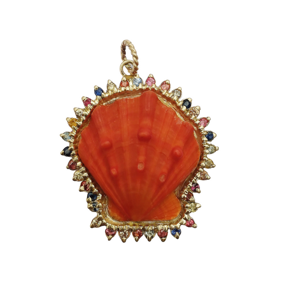 Orange Halo Shell Pendant in shell by Christina Puchi