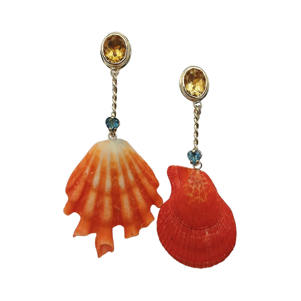Orange Shell Earrings by Christina Puchi