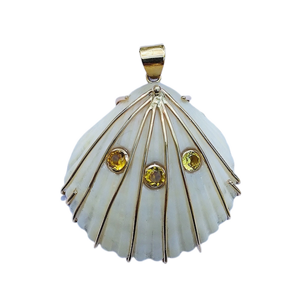 Scallop Shell - White Pendant in shell by Christina Puchi