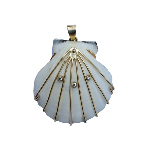 Scallop Shell - White Pendant in shell by Christina Puchi