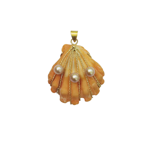 Lions Paw with Pearls Pendant in shell by Christina Puchi