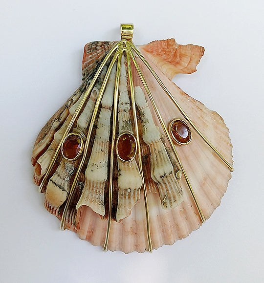 Large Pink Joined Shell Pendant in shell by Christina Puchi