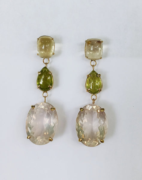 Large Rose Quartz Earrings by Christina Puchi