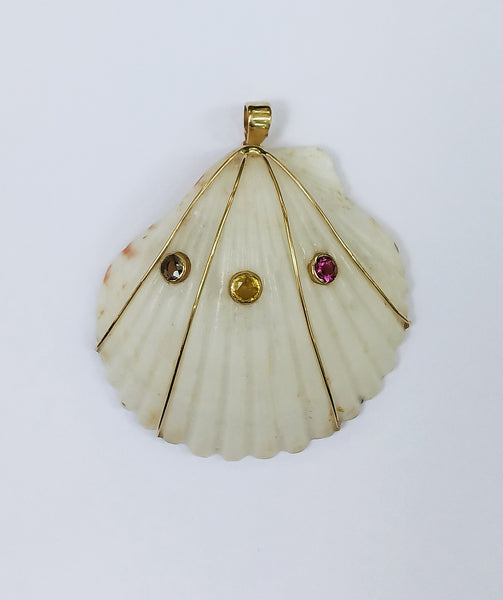 Large White Shell Pendant in shell by Christina Puchi