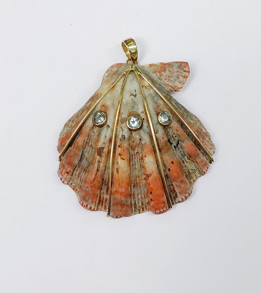 Pinkish Blue Lions Paw Pendant in shell by Christina Puchi