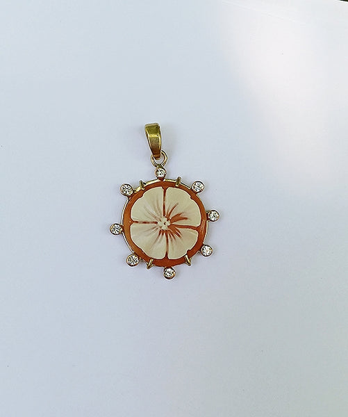 Small Round Flower Cameo Pendant by Christina Puchi