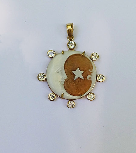 Moon and Star Cameo Pendant by Christina Puchi