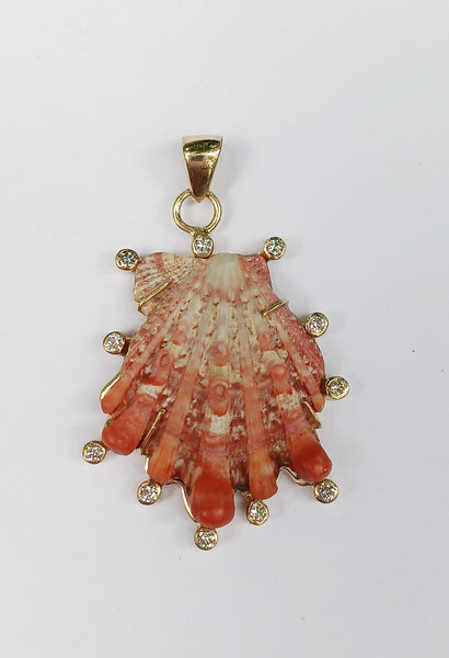 Diamond Halo Shell Pendant in shell by Christina Puchi