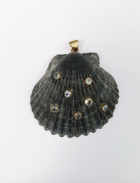 Aquamarine Grey Shell Pendant in shell by Christina Puchi