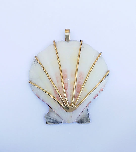 White Scallop Shell Pendant by Christina Puchi