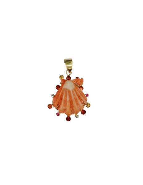Orange Halo Lions Paw Pendant in shell by Christina Puchi