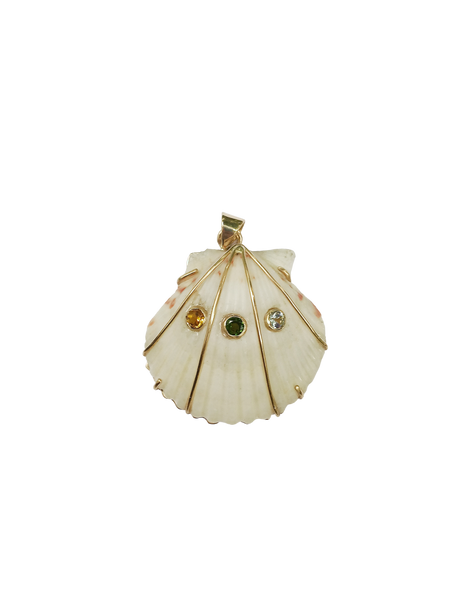 3 Stone White Shell Pendant in shell by Christina Puchi