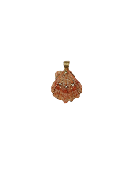 Pink/Orange Lions Paw Pendant in shell by Christina Puchi