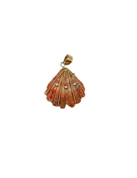 Grey/Orange Lions Paw Pendant in shell by Christina Puchi