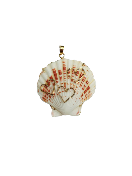 Three Heart Shell Pendant in shell by Christina Puchi