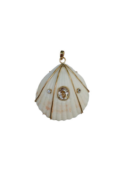 White Quartz Shell Pendant in shell by Christina Puchi