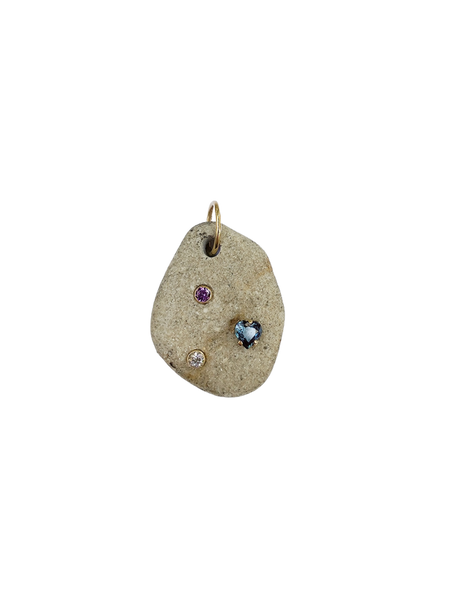 Grey Heart Pebble Pendant by Christina Puchi