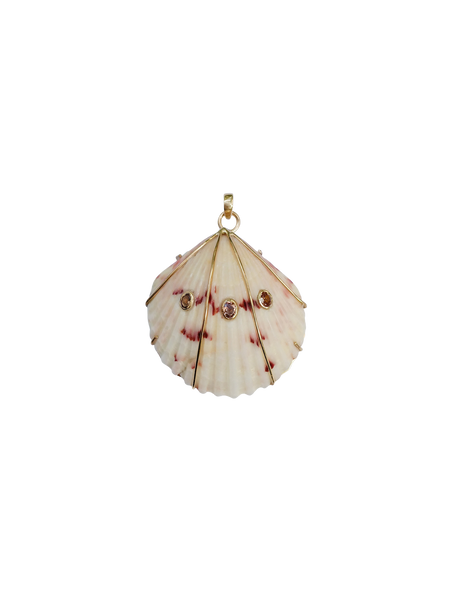 White/Purple Spotted Shell Pendant in shell by Christina Puchi