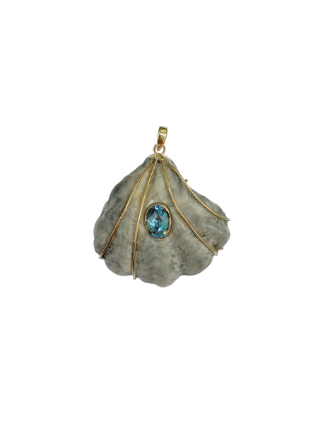 Grey Topaz Shell Pendant in shell by Christina Puchi