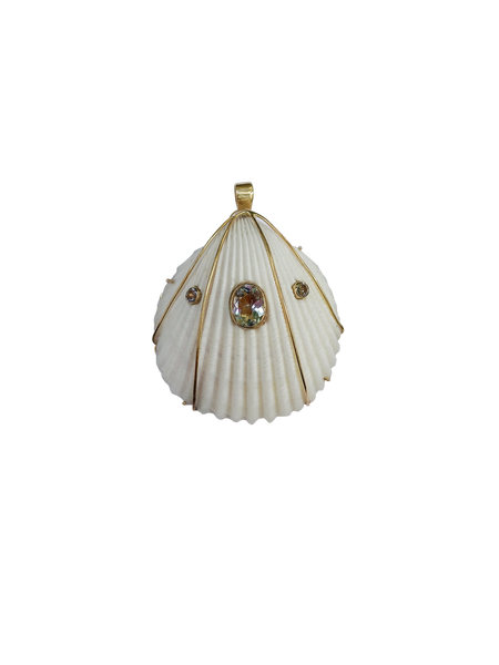 White Quartz Shell Pendant in shell by Christina Puchi