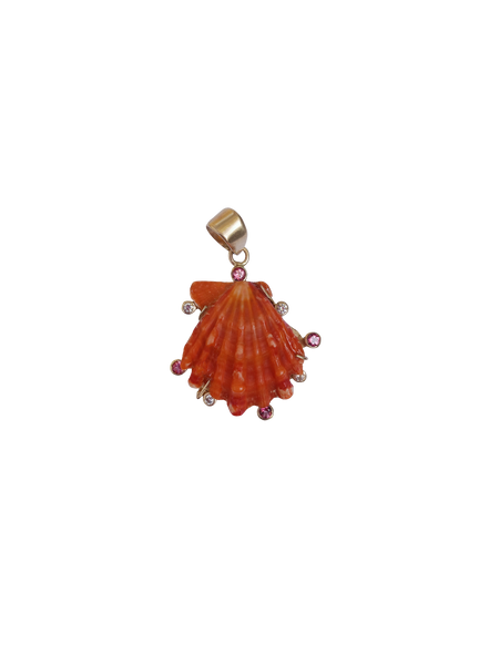 Orange Sapphire Shell Pendant in shell by Christina Puchi