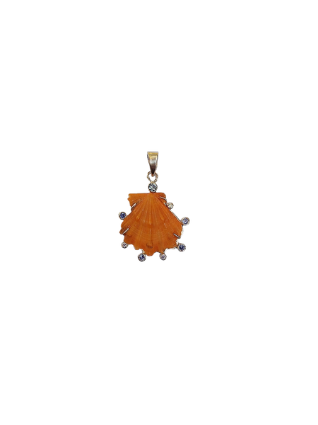 Orange Sapphire Shell Pendant in shell by Christina Puchi