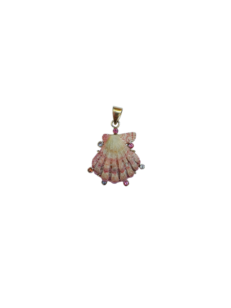 Pink Halo Lions Paw Pendant in shell by Christina Puchi