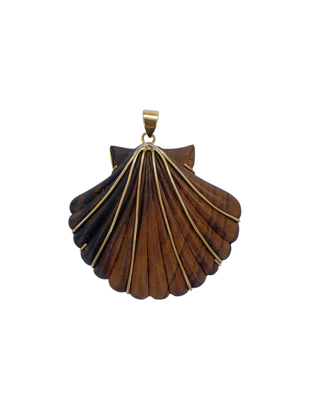Carved Wooden Shell Pendant in shell by Christina Puchi