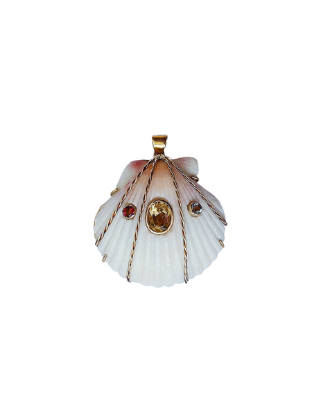 White Citrine Shell Pendant in shell by Christina Puchi