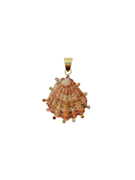 Diamond Halo Pendant in shell by Christina Puchi