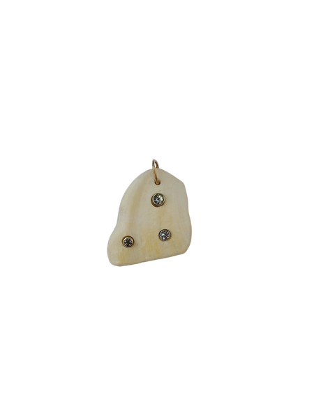 Aquamarine Shell Piece Pendant in shell by Christina Puchi