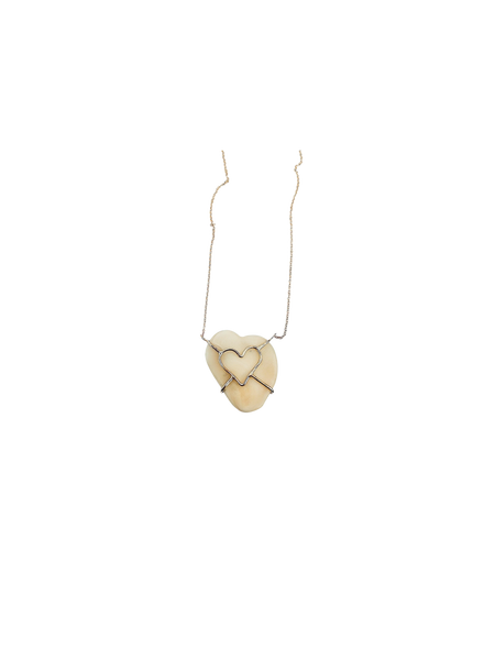 Diamond Natural Heart Shell Pendant by Christina Puchi