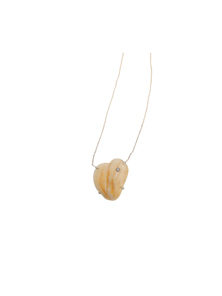 Diamond Natural Heart Shell Pendant by Christina Puchi