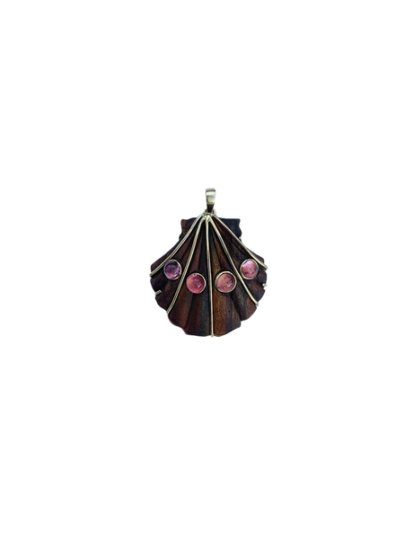 Wooden Shell With Cabochons Pendant in shell by Christina Puchi