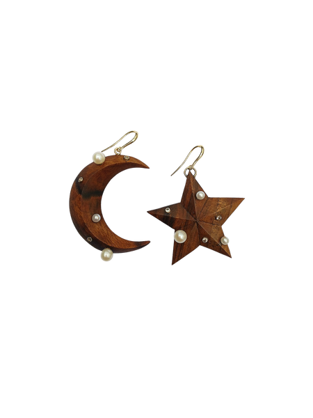 Moon and Star Earrings by Christina Puchi