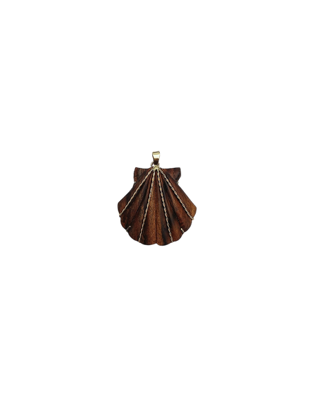 Wooden Shell with Twist Wires Pendant in shell by Christina Puchi