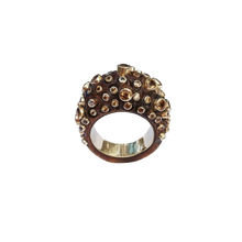 Load image into Gallery viewer, Carved Walnut Ring in carved wood by Christina Puchi
