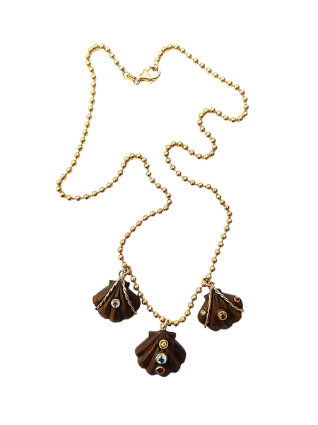 3 Shell Ball Chain Necklace by Christina Puchi