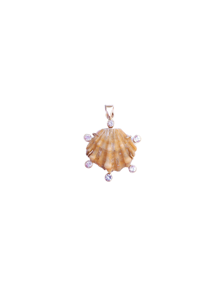 Yellow Lions Paw Halo Pendant in shell by Christina Puchi